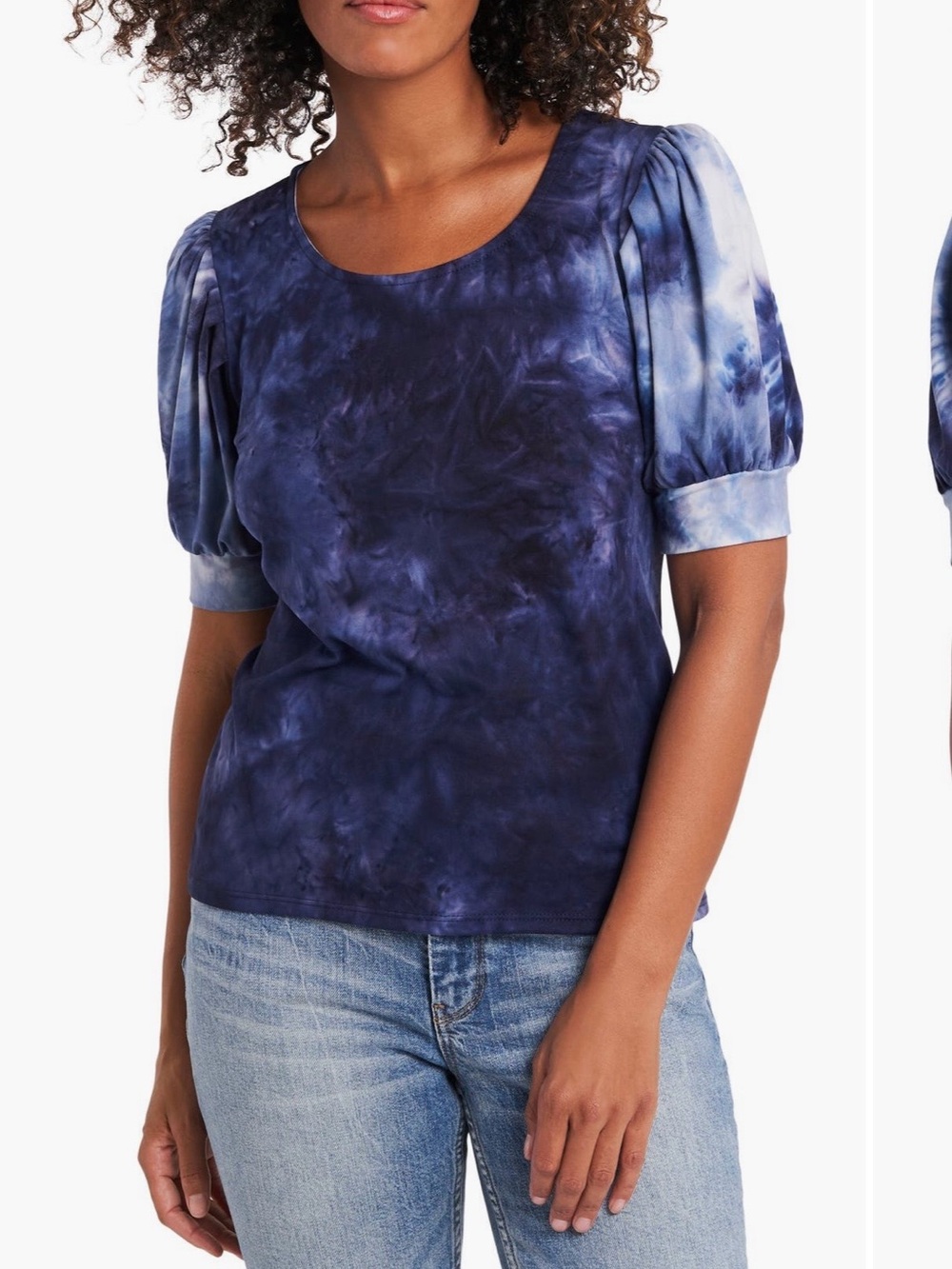 1.State Navy Puff Sleeve Tie-Dye Tee